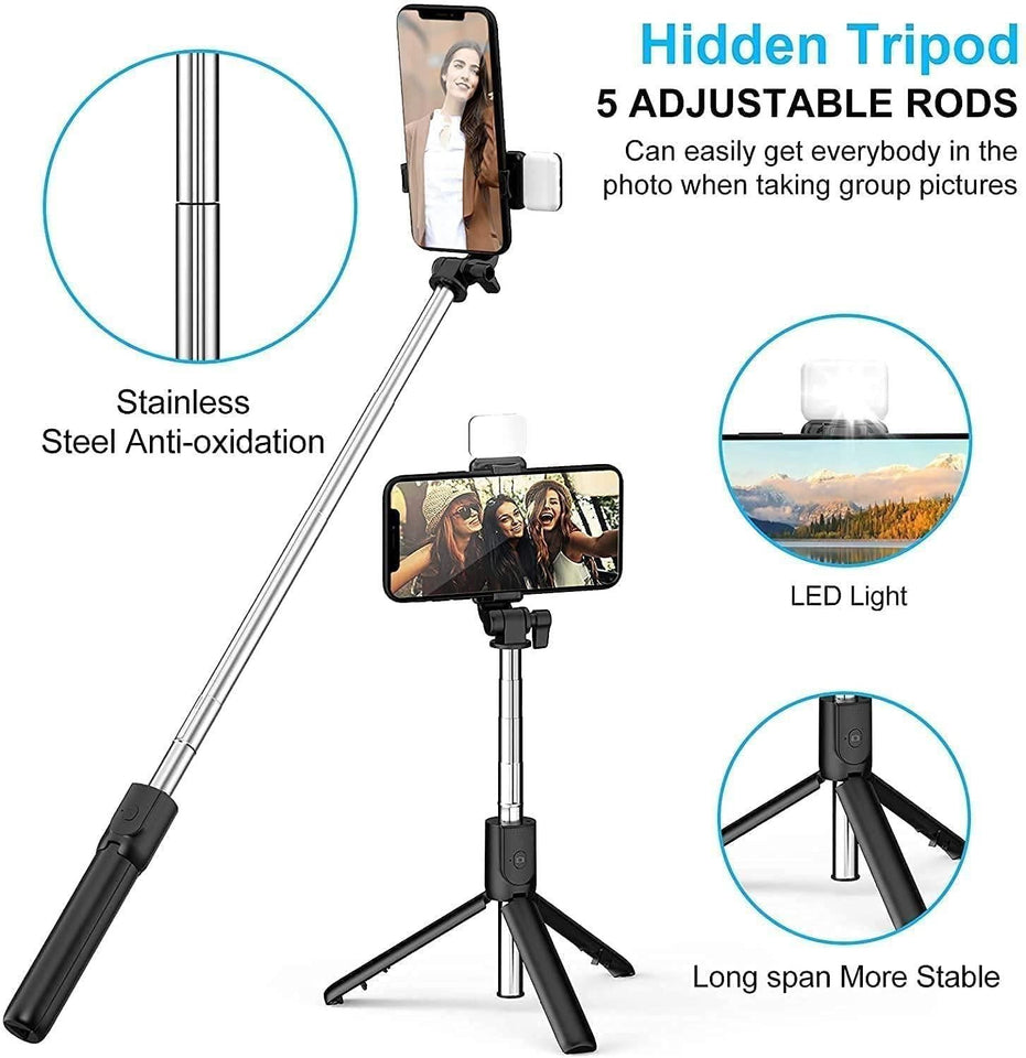 3-in-1 Extendable Selfie Stick Tripod with Bluetooth Remote – Portable Phone Stand for Photos & Videos