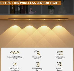 LED PIR Motion Sensor Cabinet Light – USB Rechargeable Wireless Night Light for Wardrobe & Kitchen